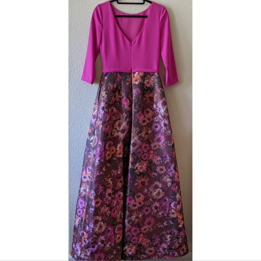 Theia boat-neck 3/4 sleeve gown - Picture 2 of 6